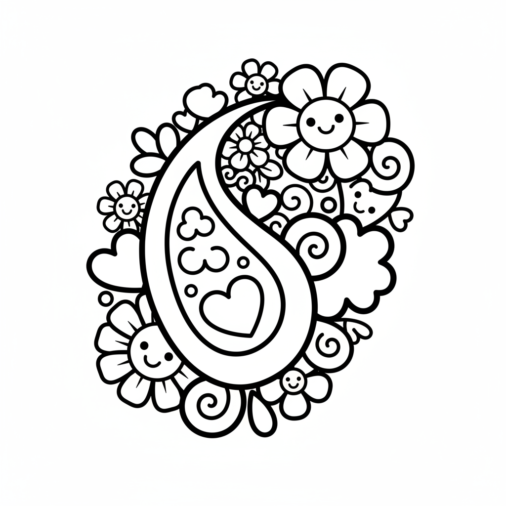 Paisley coloring page for seniors - Standard style