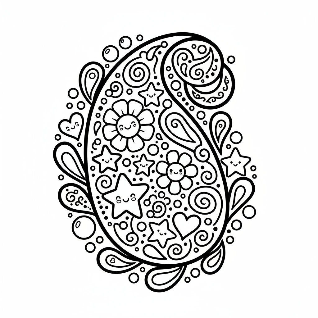 Paisley coloring page for women - Standard style