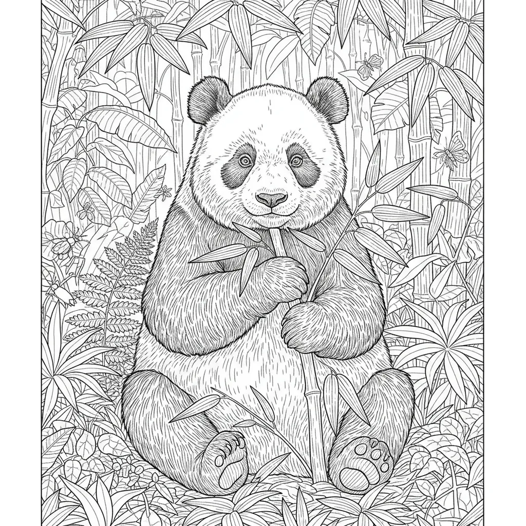 Panda coloring page for adults - Standard style