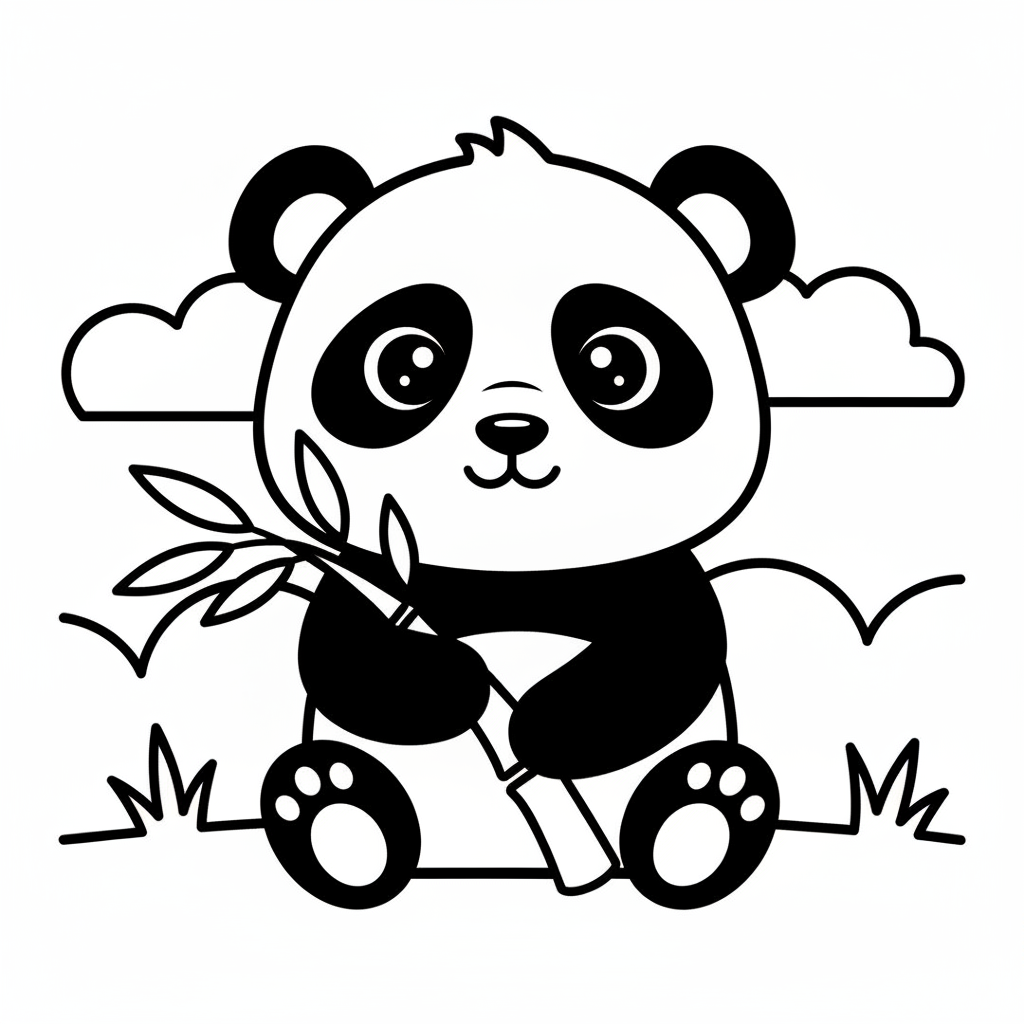 Panda coloring page for beginners - Standard style