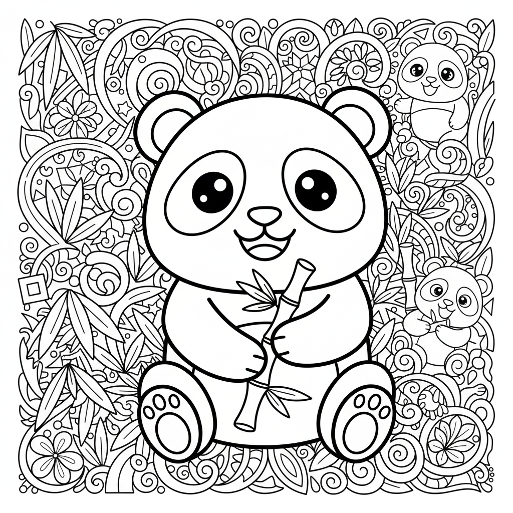 Panda coloring page for experts - Standard style