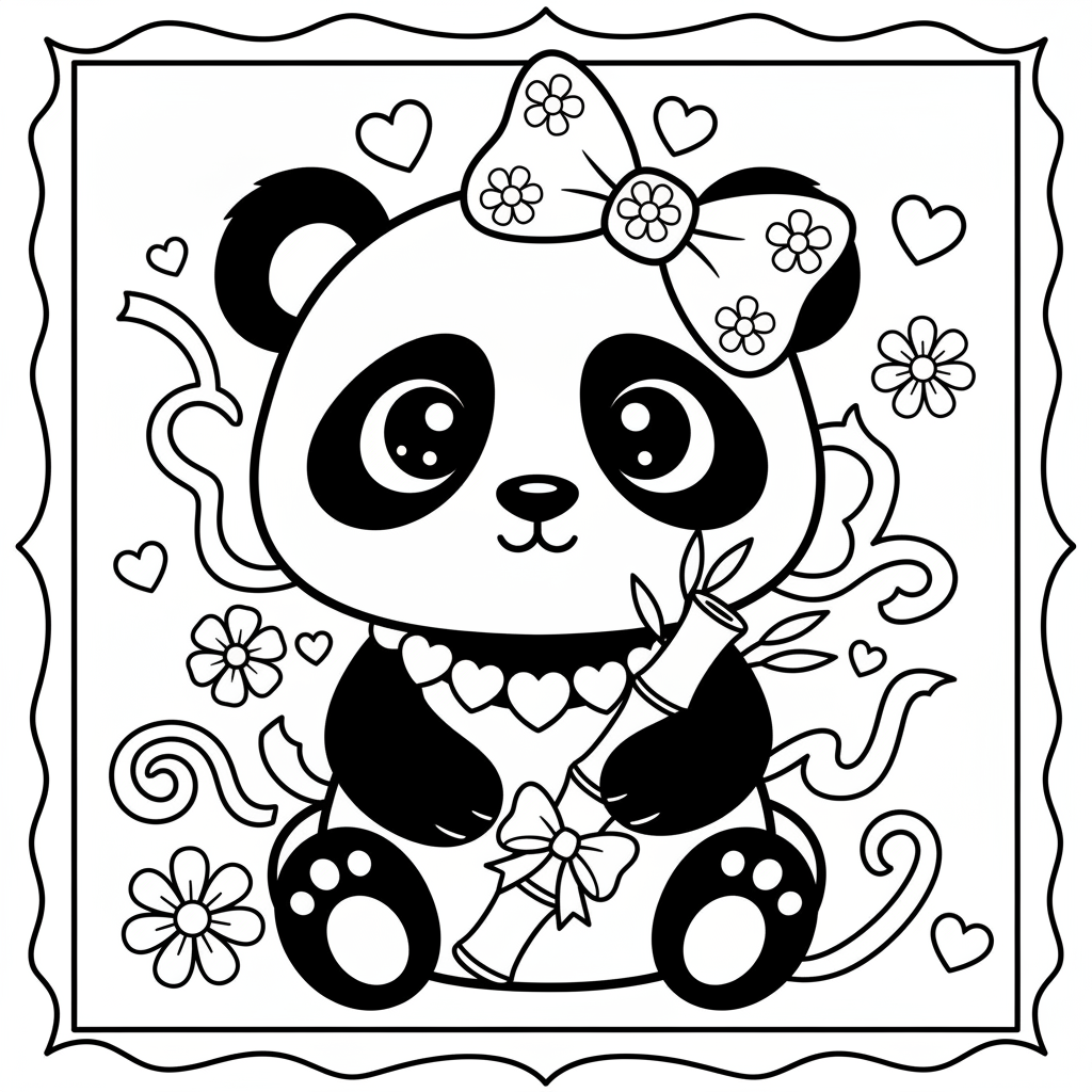 Panda coloring page for girls - Standard style