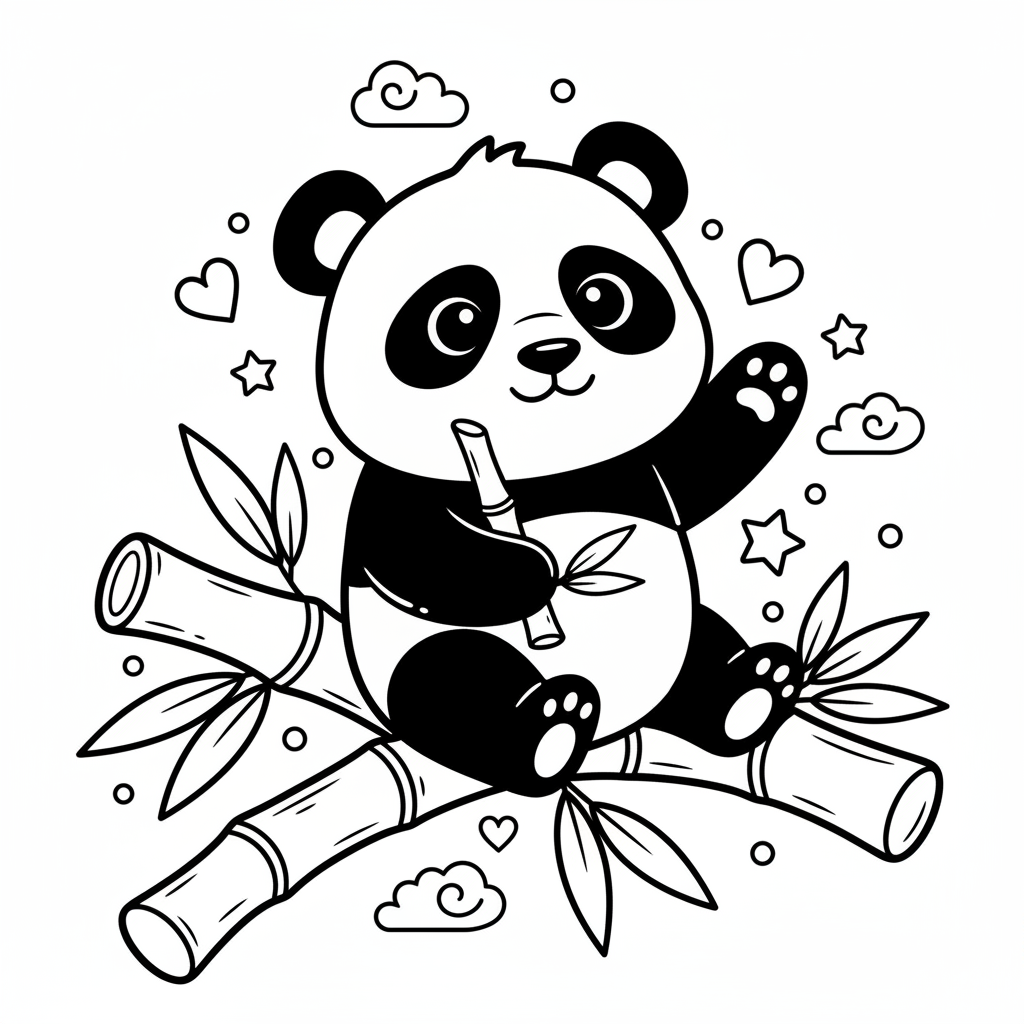 Panda coloring page for intermediates - Standard style