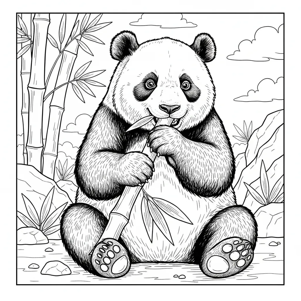 Panda coloring page for kids - Standard style