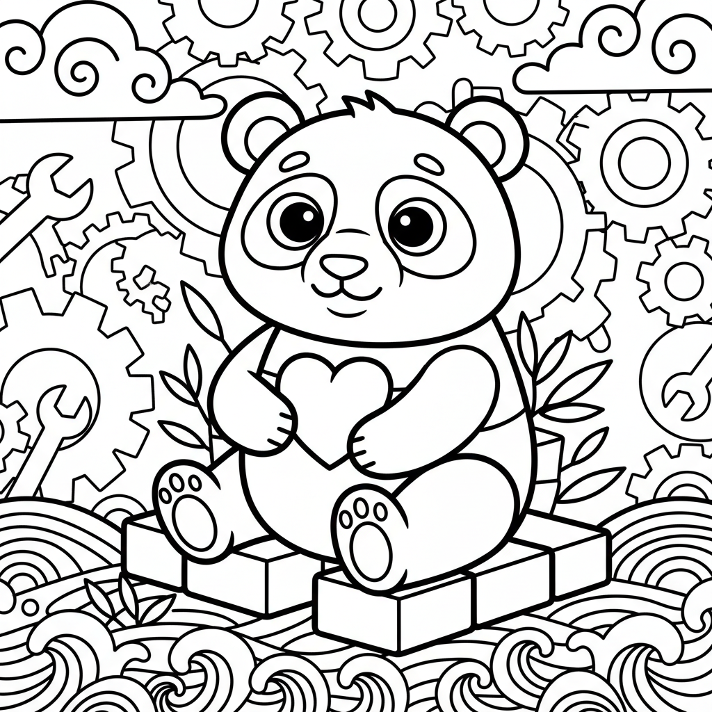 Panda coloring page for men - Standard style