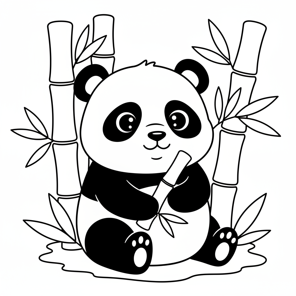 Panda coloring page for preschoolers - Standard style