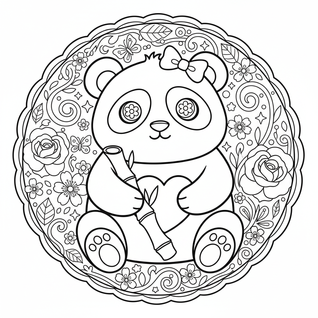 Panda coloring page for women - Standard style