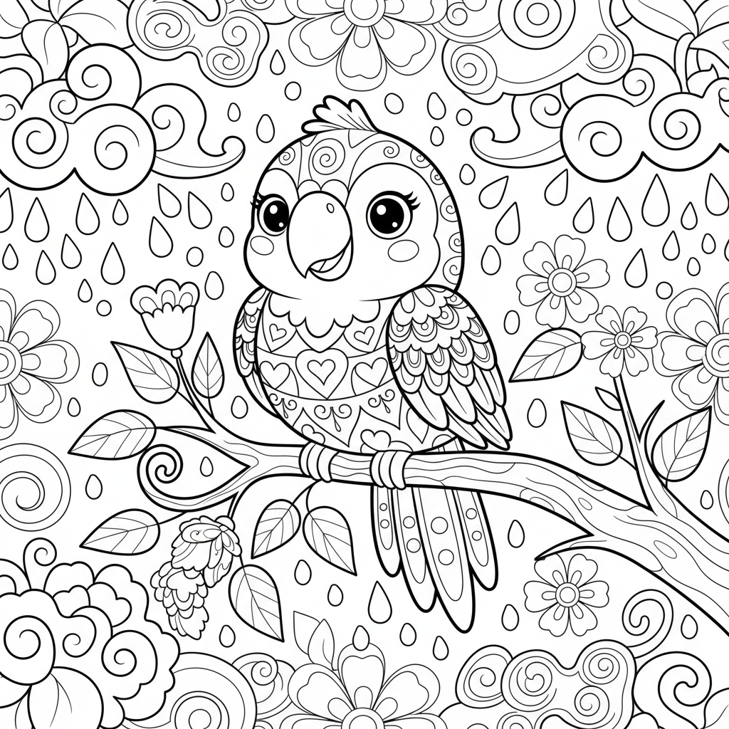 Parrot coloring page for adults - Standard style