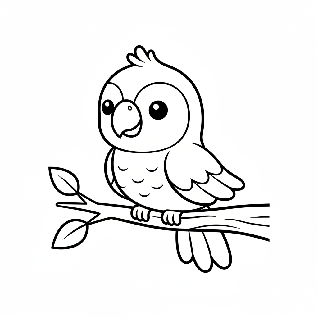 Parrot coloring page for beginners - Standard style
