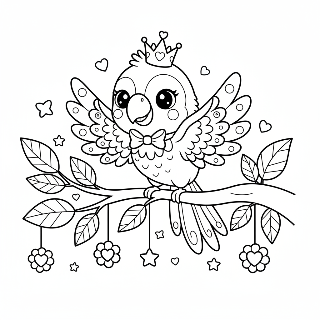 Parrot coloring page for girls - Standard style