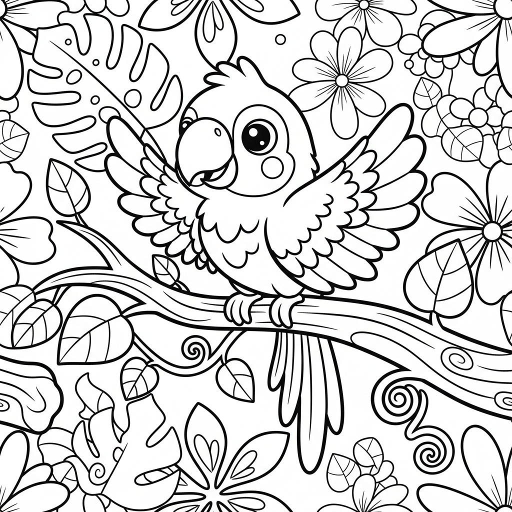 Parrot coloring page for intermediates - Standard style