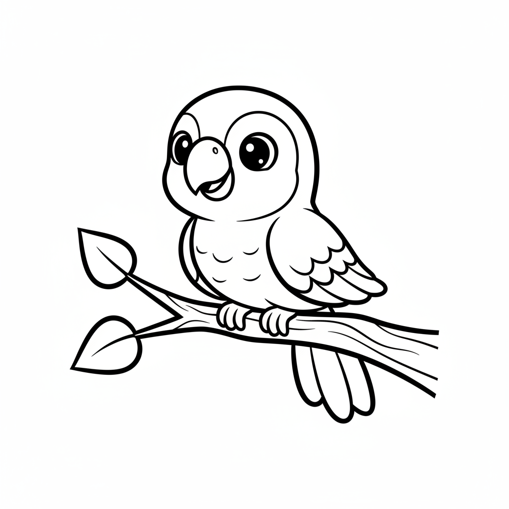 Parrot coloring page for kids - Standard style