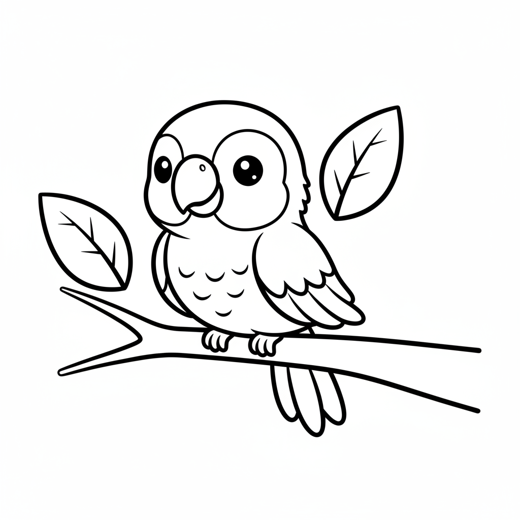 Parrot coloring page for kindergarteners - Standard style