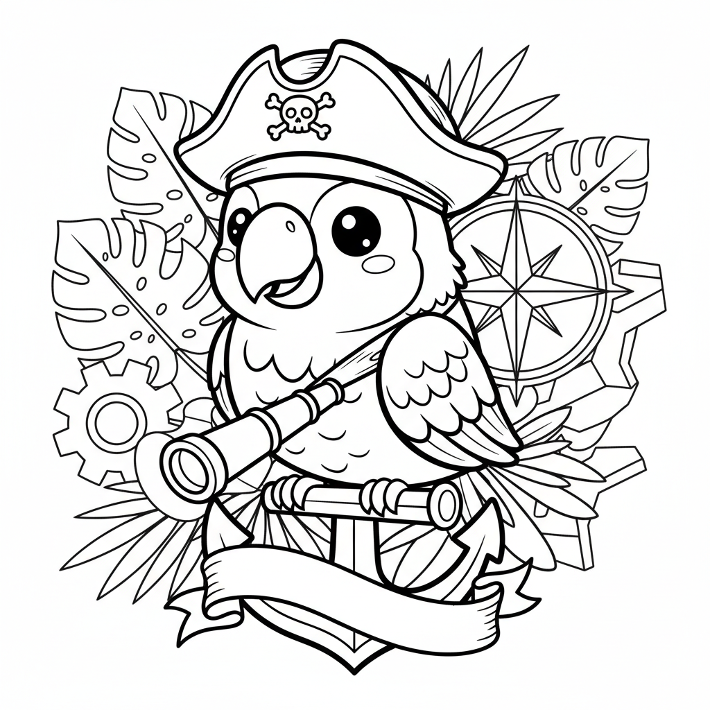 Parrot coloring page for men - Standard style