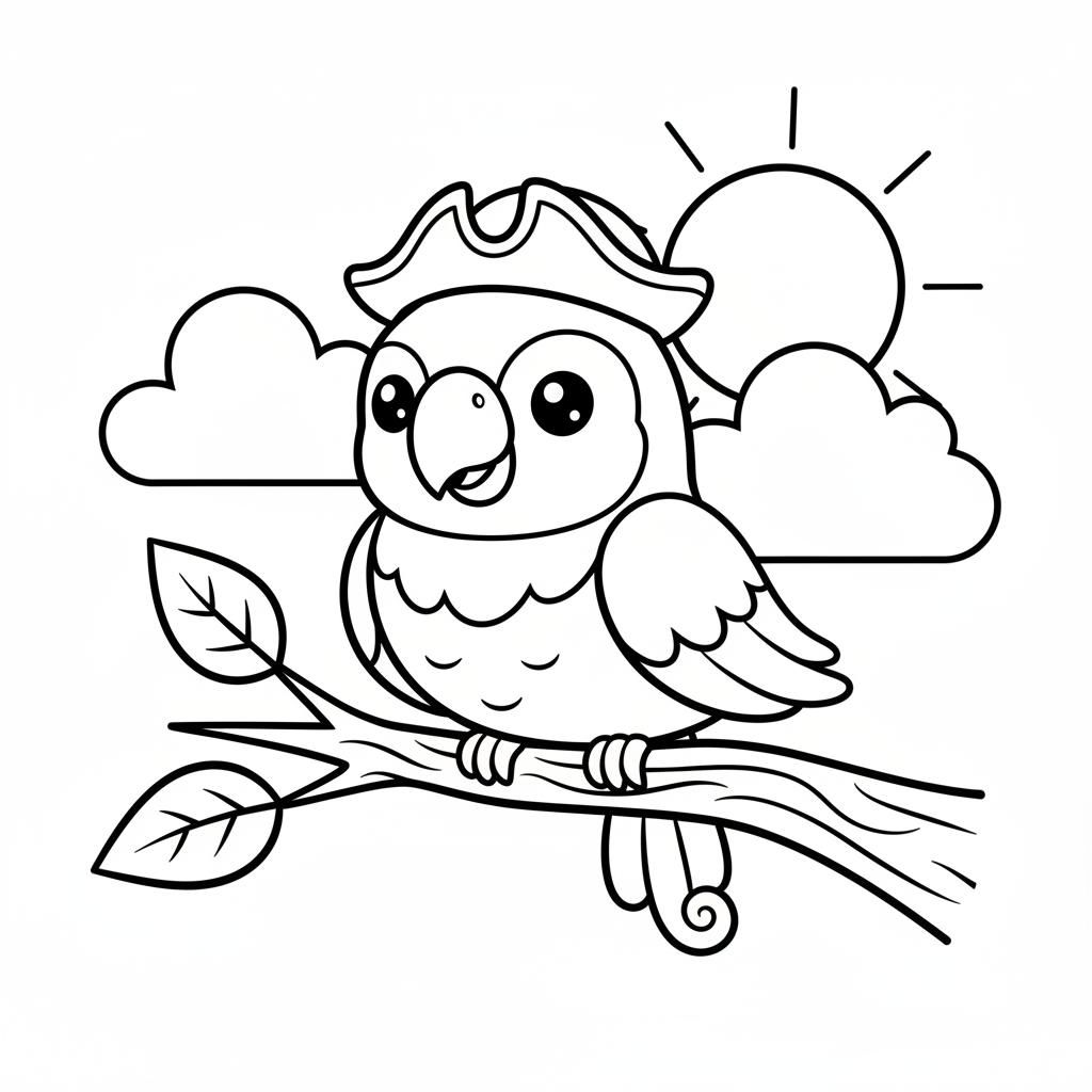 Parrot coloring page for preschoolers - Standard style