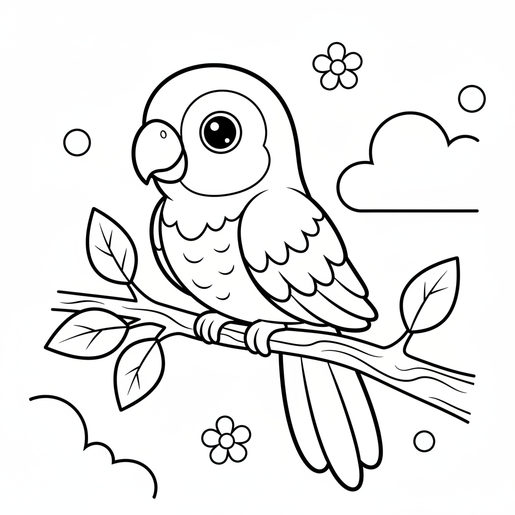 Parrot coloring page for seniors - Standard style
