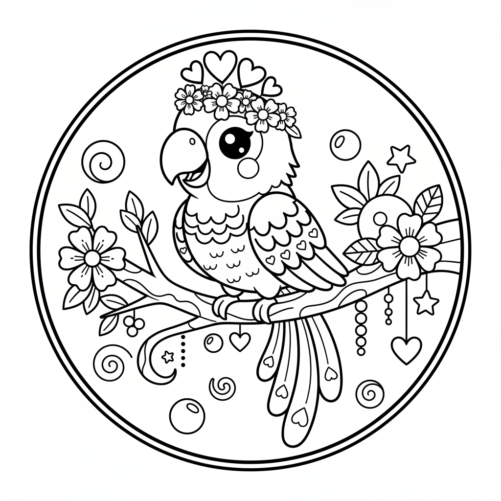 Parrot coloring page for women - Standard style
