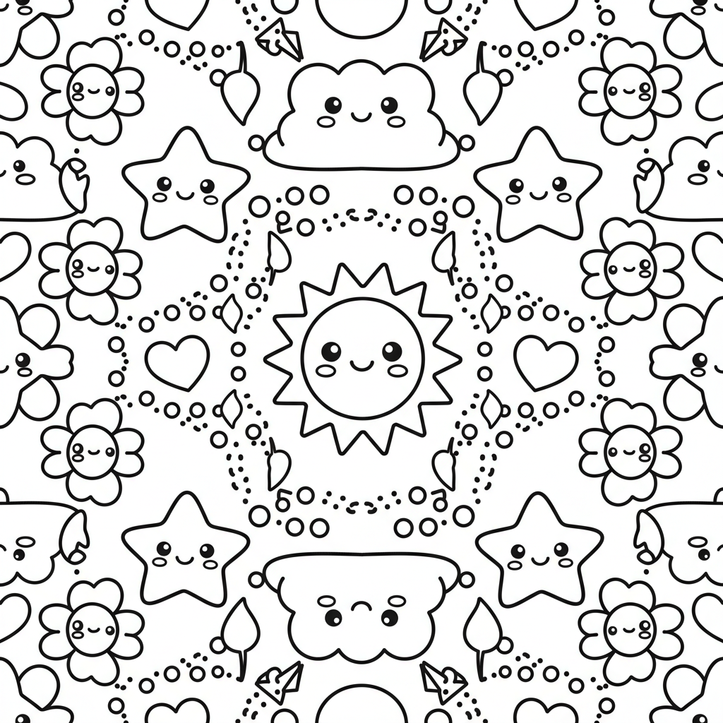 Pattern coloring page for beginners - Standard style
