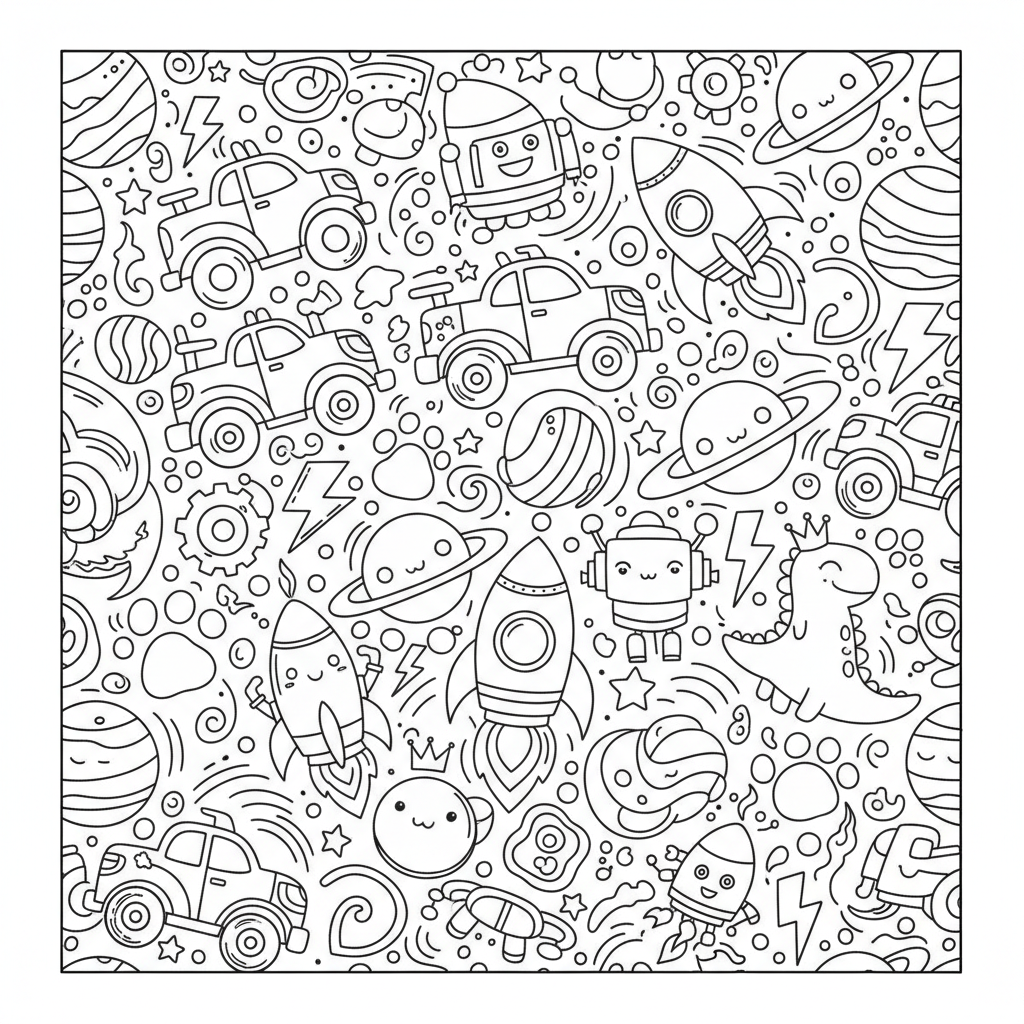 Pattern coloring page for boys - Standard style
