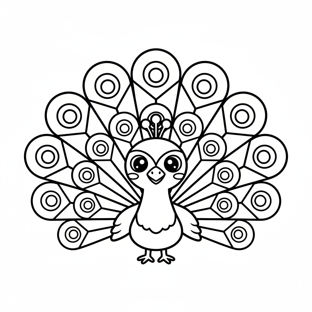 Peacock coloring page for beginners - Standard style