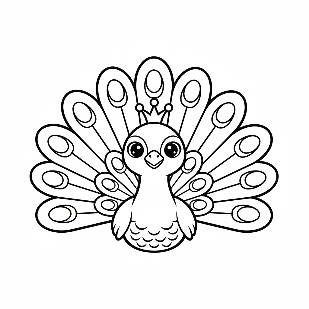 Peacock coloring page for boys - Standard style
