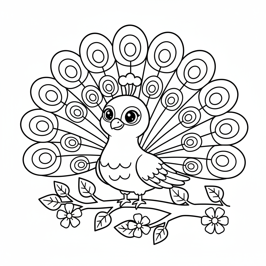 Peacock coloring page for intermediates - Standard style
