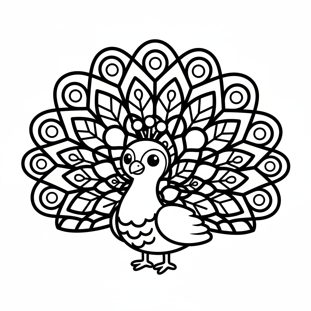 Peacock coloring page for men - Standard style