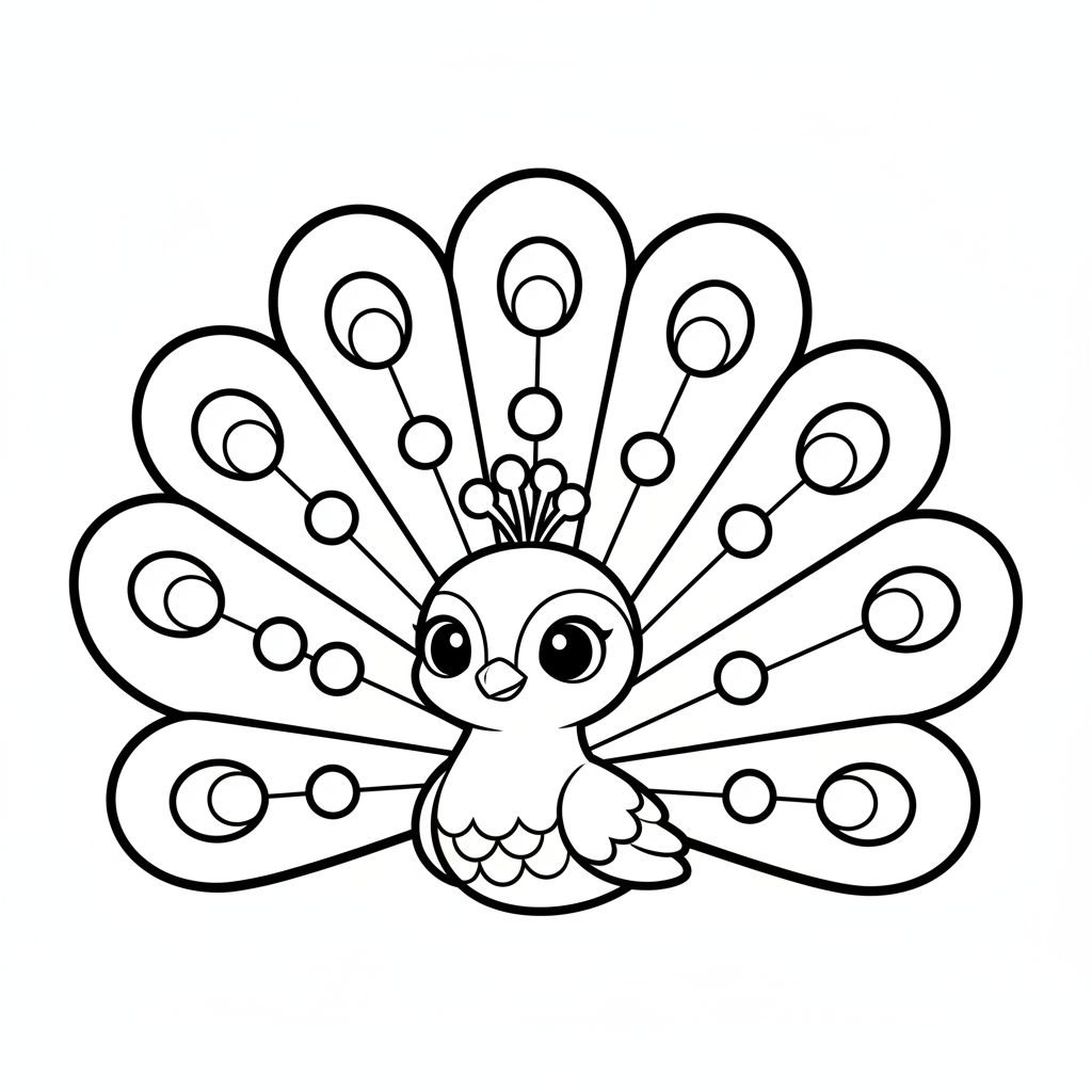 Peacock coloring page for preschoolers - Standard style
