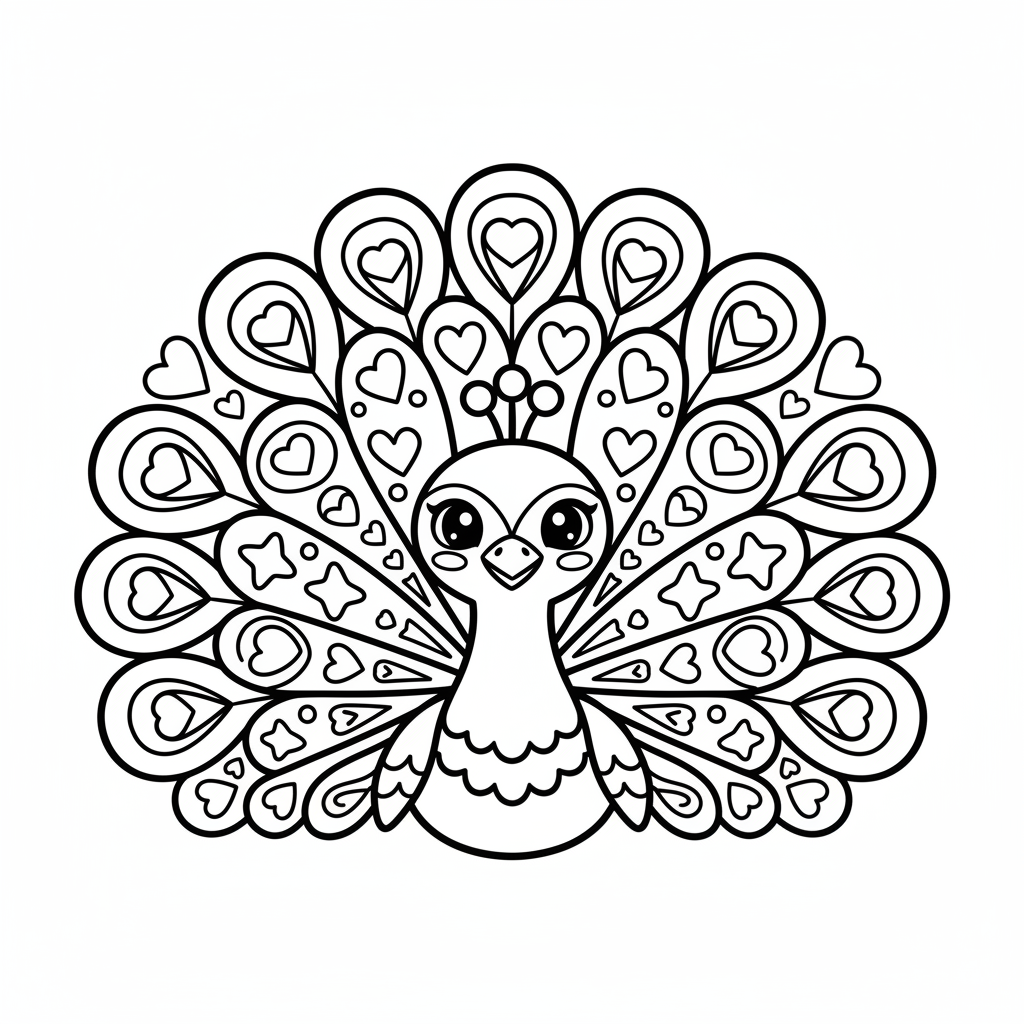 Peacock coloring page for women - Standard style