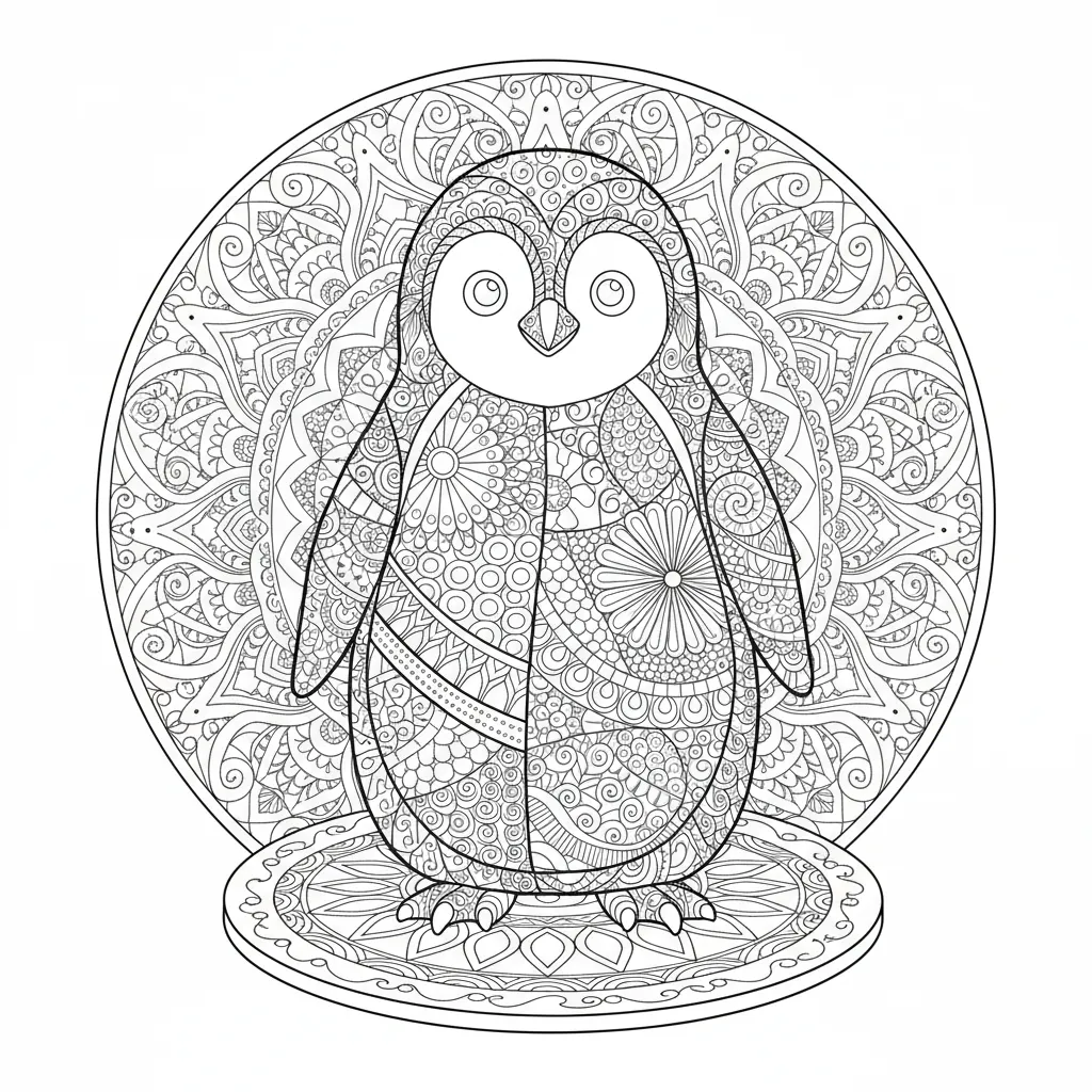 Penguin coloring page for beginners - Standard style