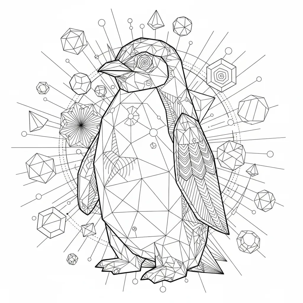 Penguin coloring page for experts - Standard style