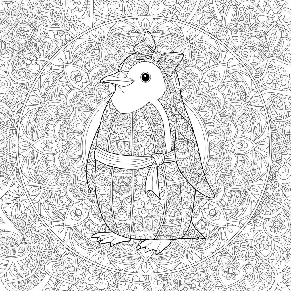 Penguin coloring page for girls - Standard style