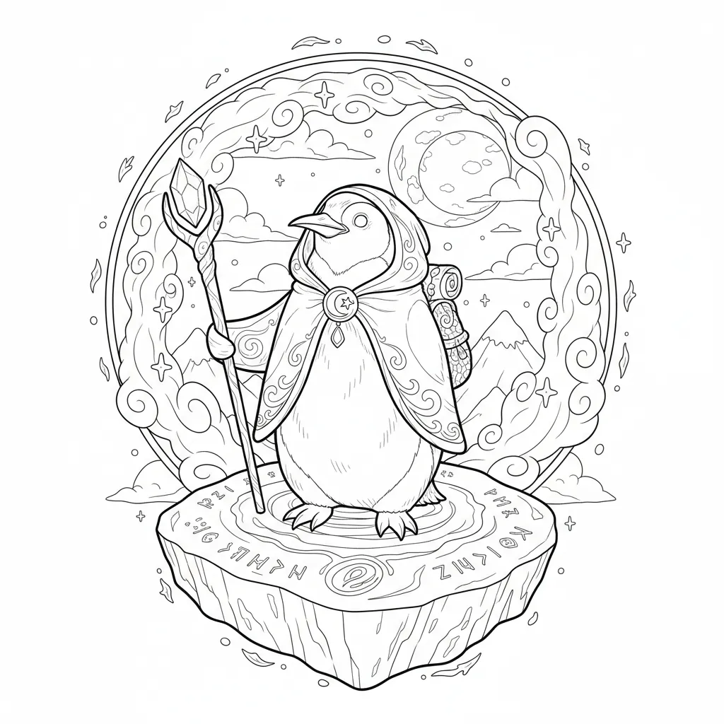 Penguin coloring page for intermediates - Standard style