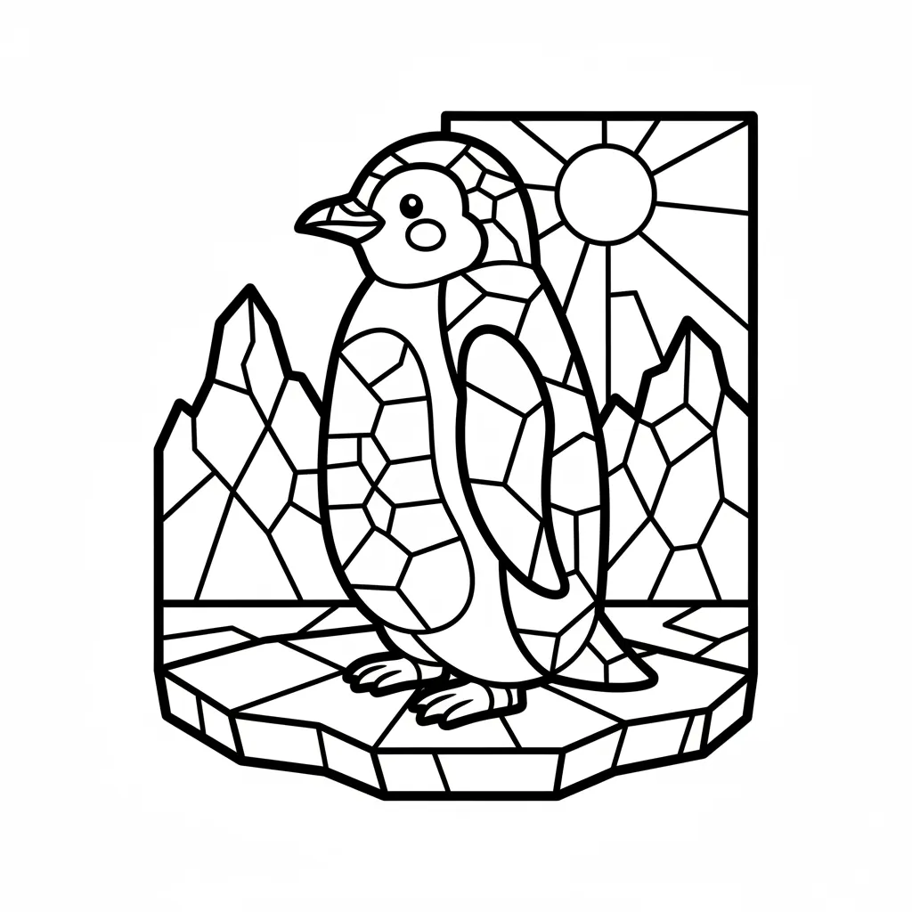 Penguin coloring page for seniors - Standard style