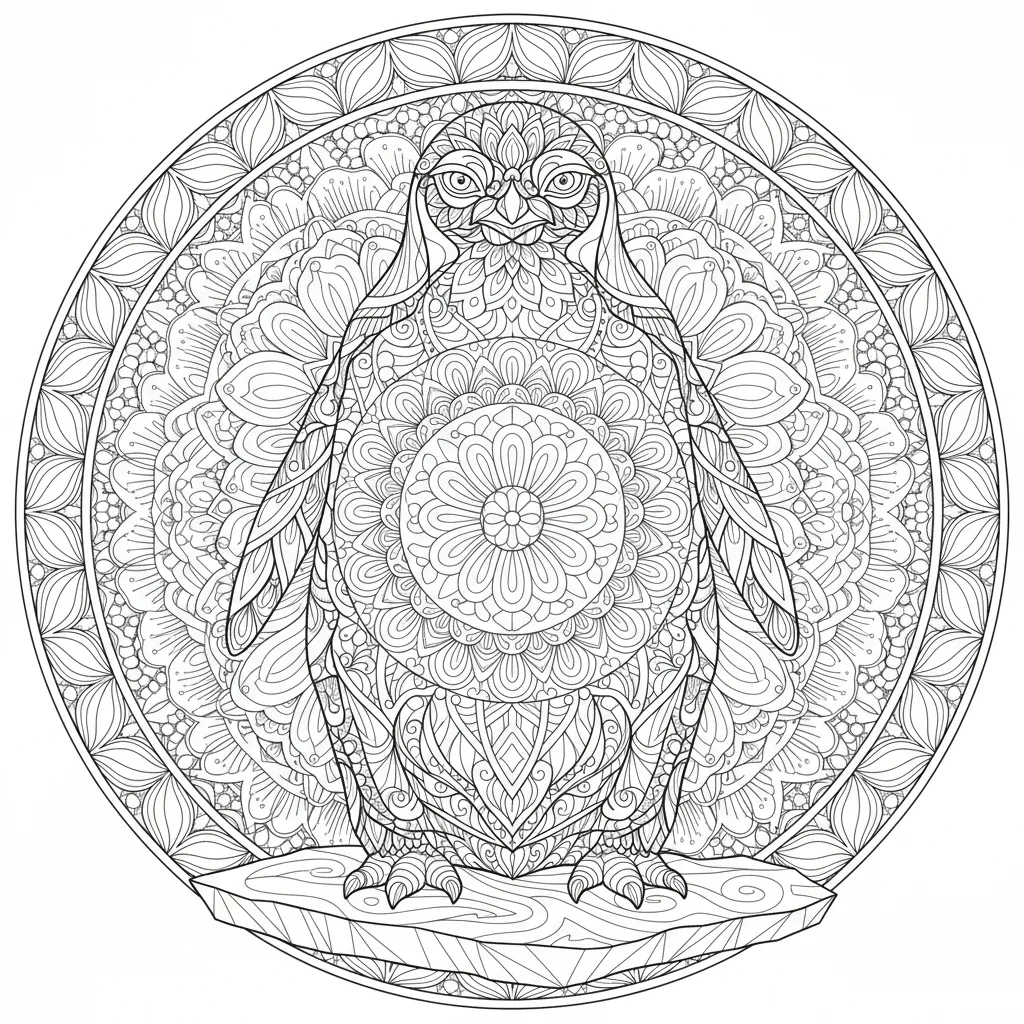 Penguin coloring page for women - Standard style