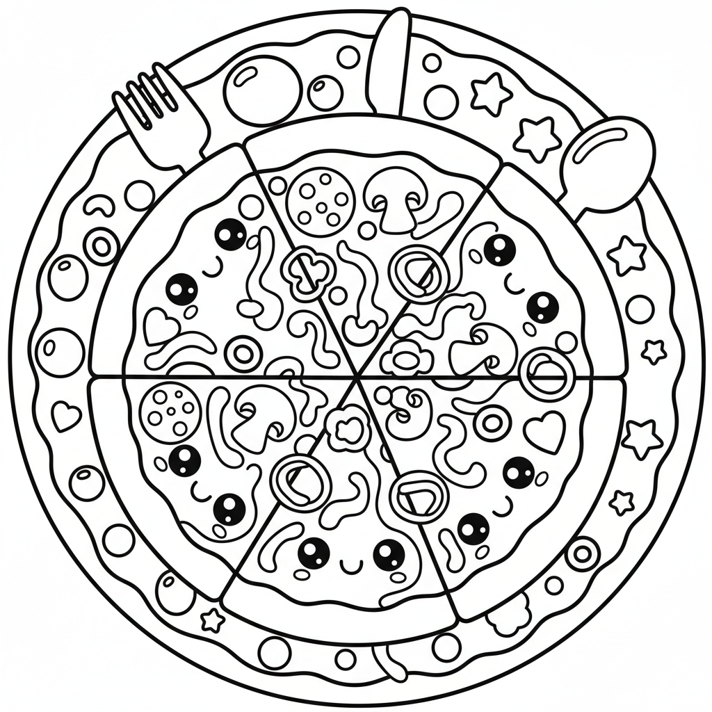 Pizza coloring page for adults - Standard style