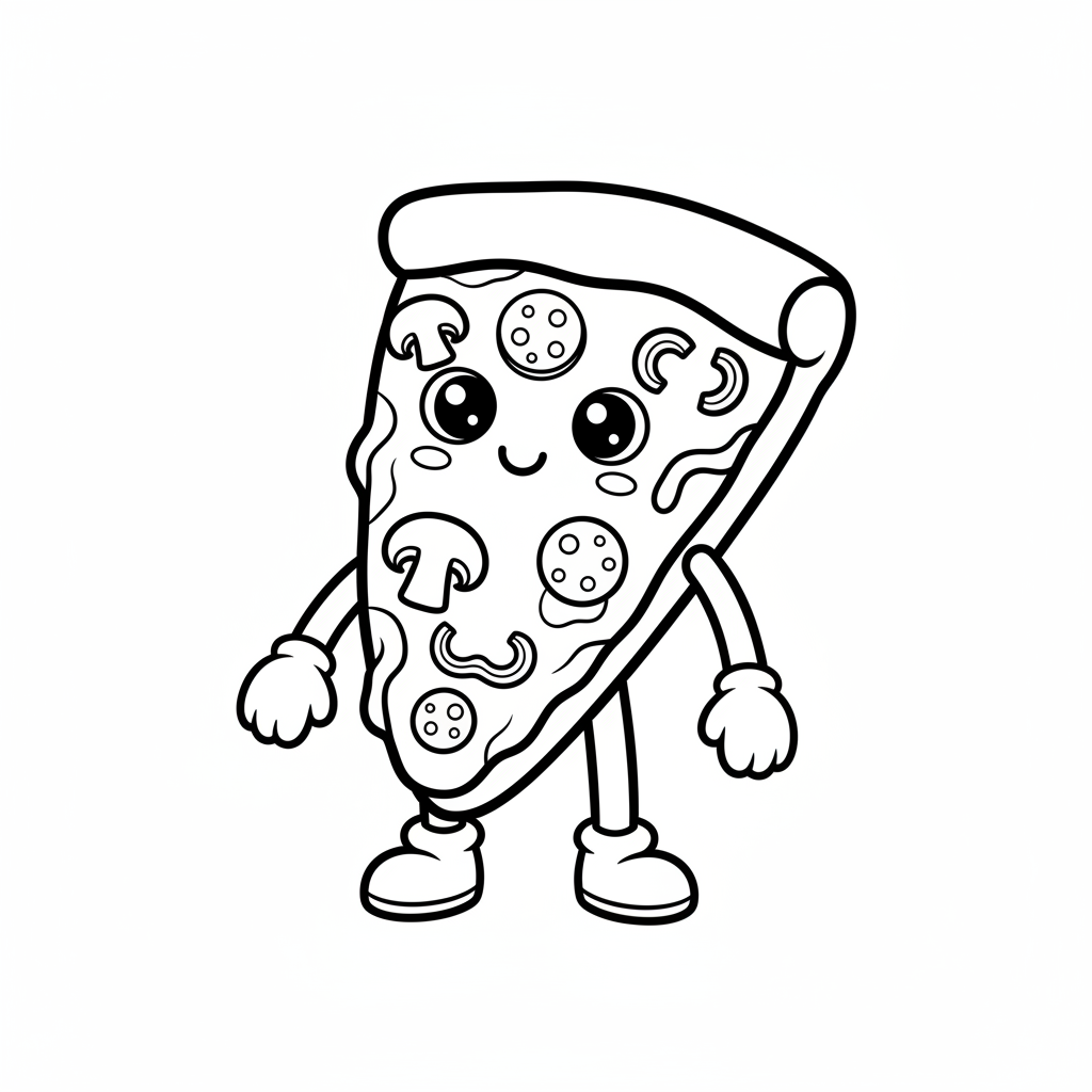 Pizza coloring page for beginners - Standard style