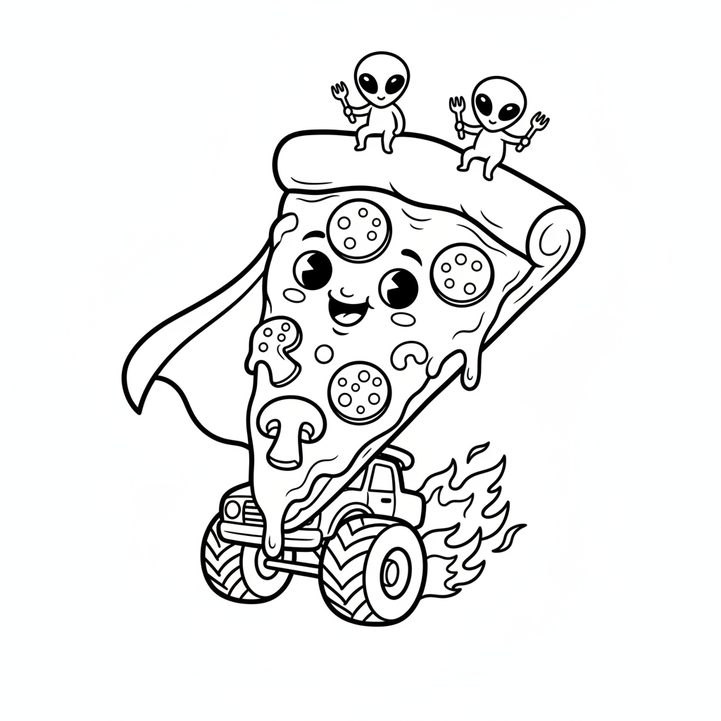 Pizza coloring page for boys - Standard style