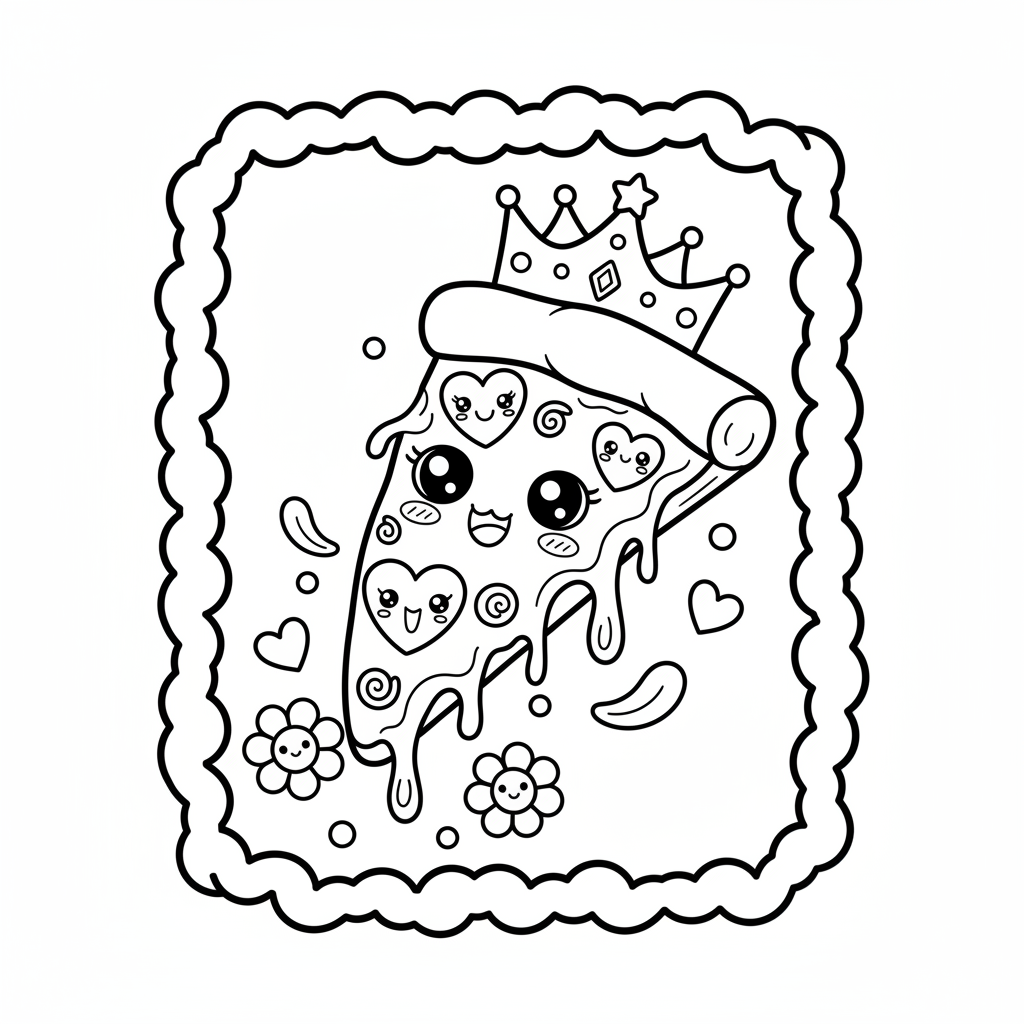 Pizza coloring page for girls - Standard style