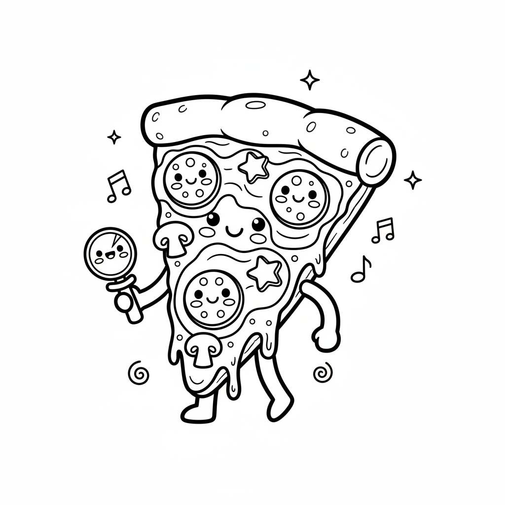 Pizza coloring page for kids - Standard style