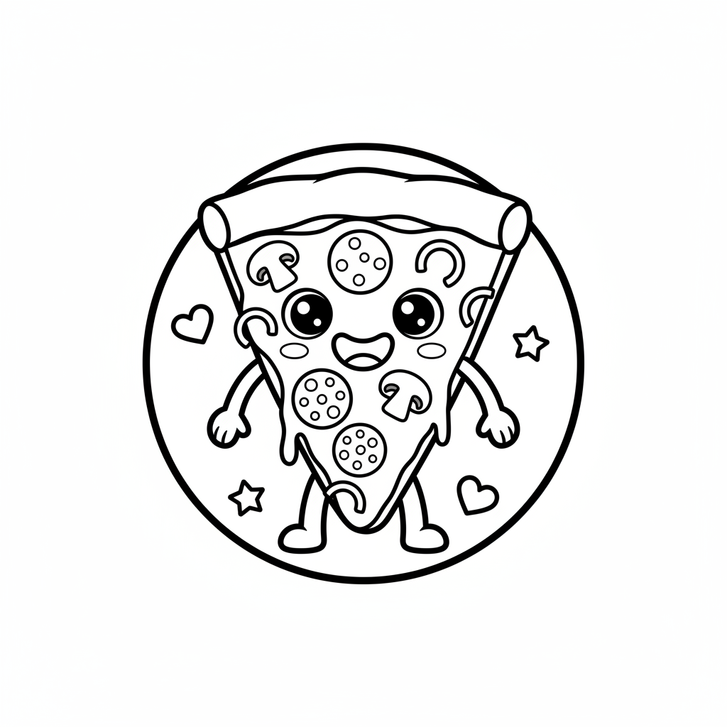 Pizza coloring page for kindergarteners - Standard style