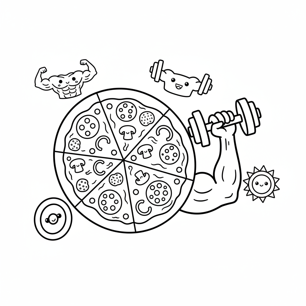 Pizza coloring page for men - Standard style