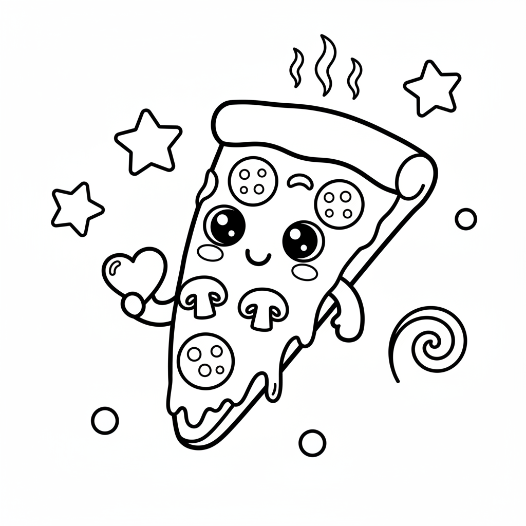 Pizza coloring page for preschoolers - Standard style