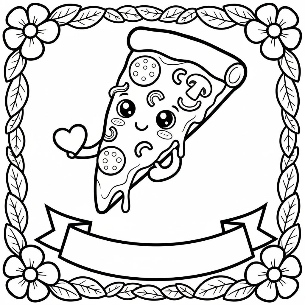 Pizza coloring page for seniors - Standard style
