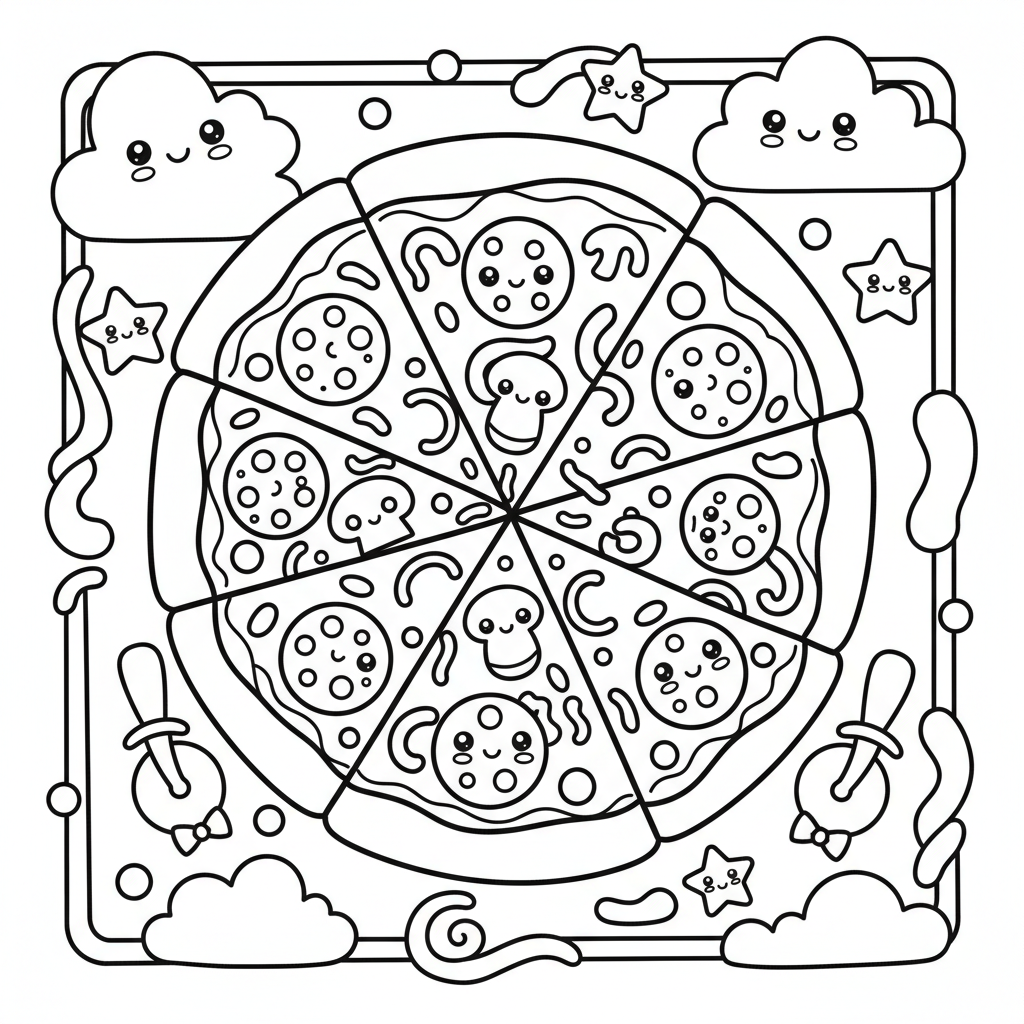 Pizza coloring page for teens - Standard style