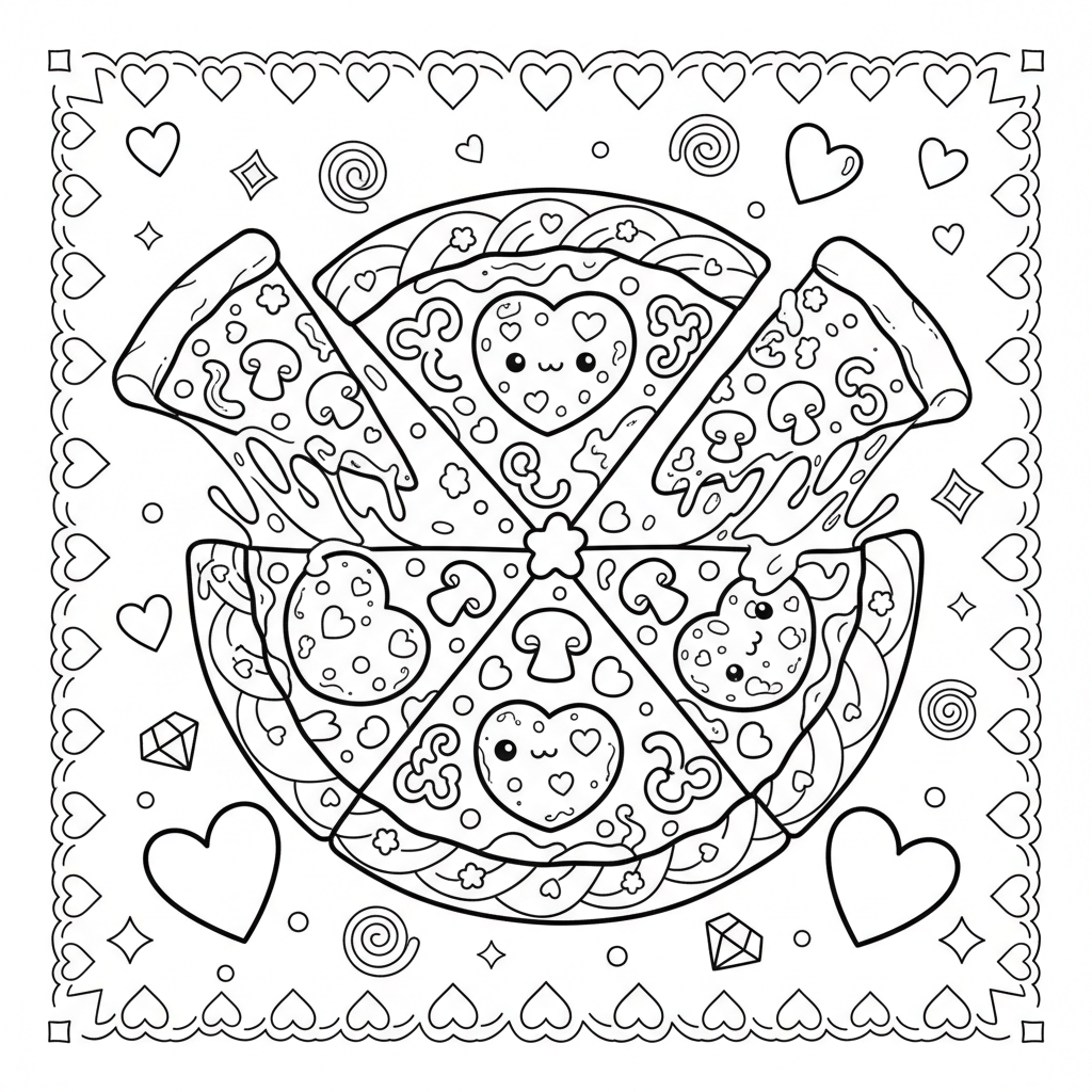 Pizza coloring page for women - Standard style