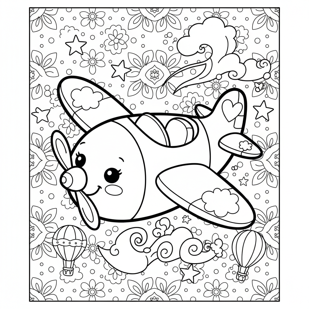 Plane coloring page for adults - Standard style