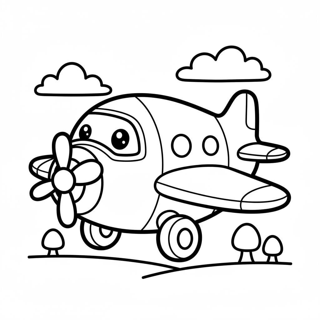 Plane coloring page for beginners - Standard style