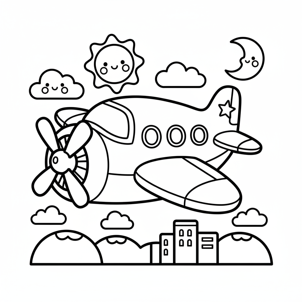 Plane coloring page for boys - Standard style