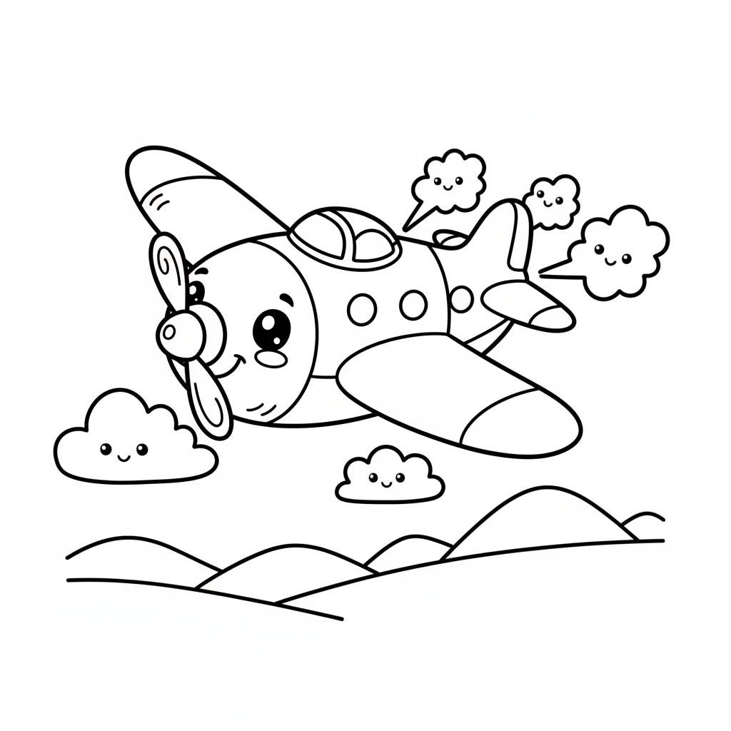 Plane coloring page for kids - Standard style